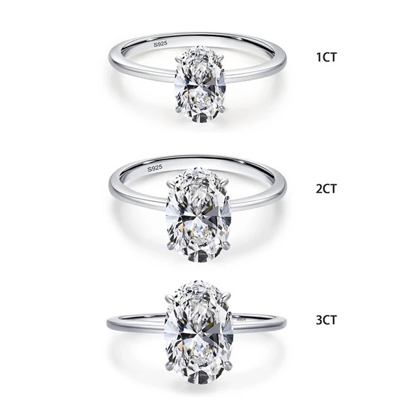 3Ct OVAL Cut VVS 4 Prong Setting Solitaire 925 Ring - Picture 14 of 16